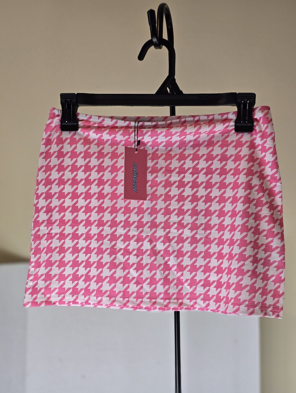 NWT Edikted - Pepita Low Rise Mini SkirtPink white pepita/houndstooth print M